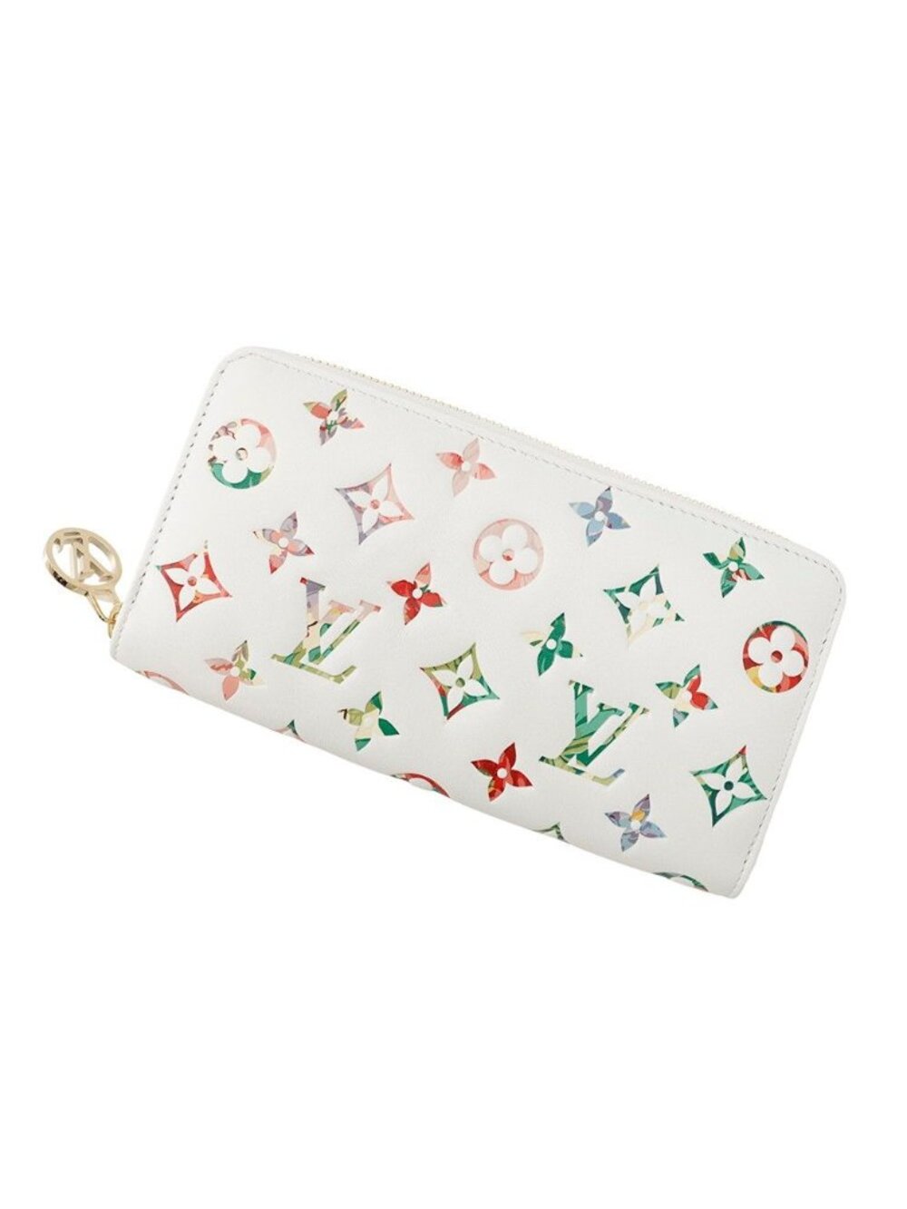 Louis Vuitton Wallet Monogram Lambskin LV Garden Zippy White Multicolor